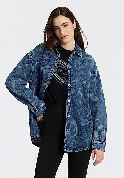 HUGO Blue Hemdbluse Garesa Denim mit Laserprint, Oversized Fit günstig online kaufen