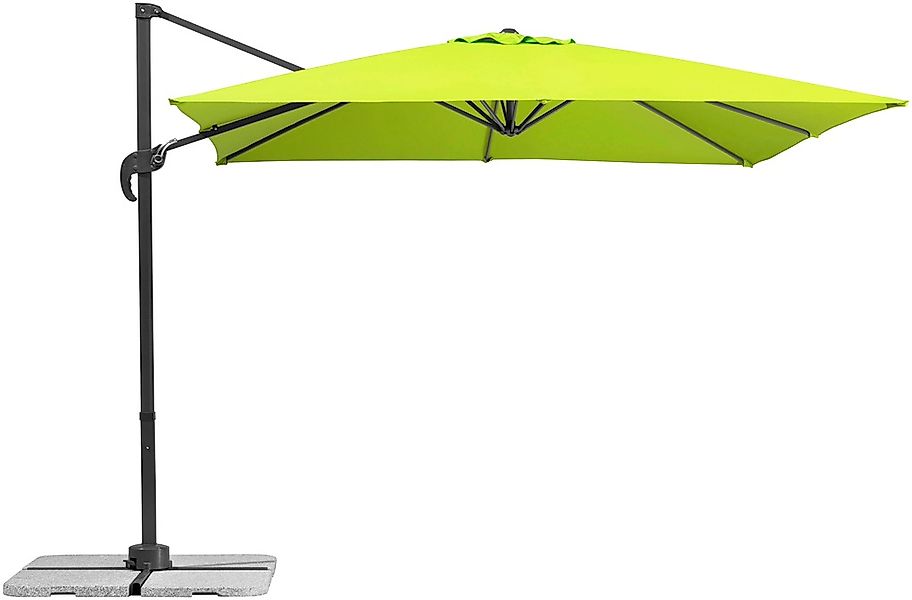 Schneider Ampelschirm Rhodos Junior 270 cm x 270 cm Apfelgrün mit Kurbelmec günstig online kaufen