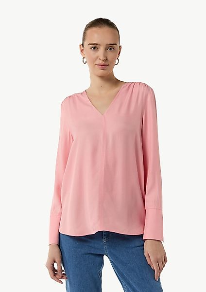 comma Langarmbluse Bluse Viskosebluse mit V-Ausschnitt günstig online kaufen