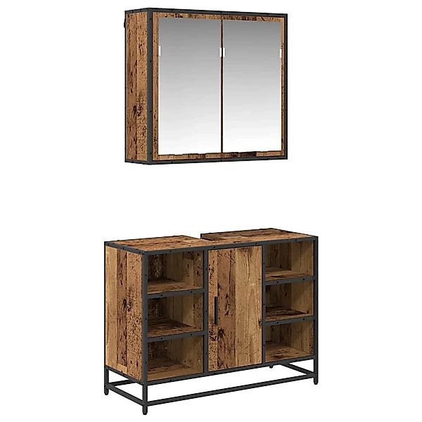 vidaXL Badezimmermöbel Set Wandmontiert 2-Tlg Altholz Holzwerkstoff 3402459 günstig online kaufen