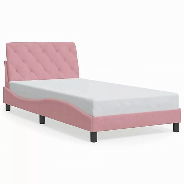 vidaXL Bettgestell, Bettrahmen mit Kopfteil Rosa 100x200 cm Samt günstig online kaufen