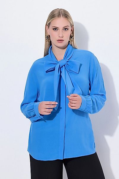 Ulla Popken Satinbluse Bluse angeschnittener Schal Langarm günstig online kaufen