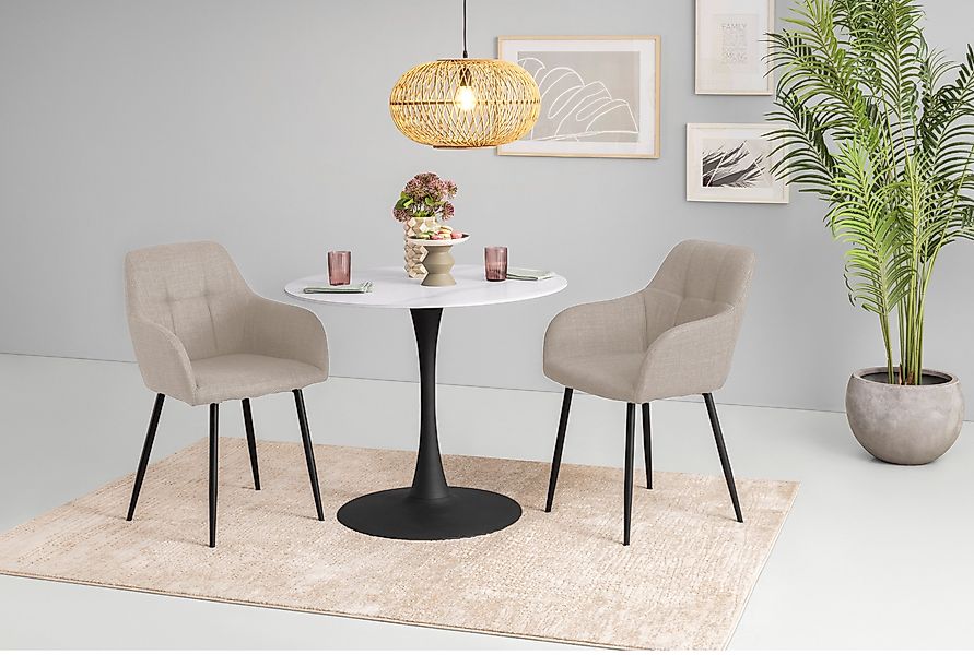 HELA Essgruppe "MOSEL", (3 tlg.), Tisch 90x75 cm, Platte rund, gesinterter günstig online kaufen