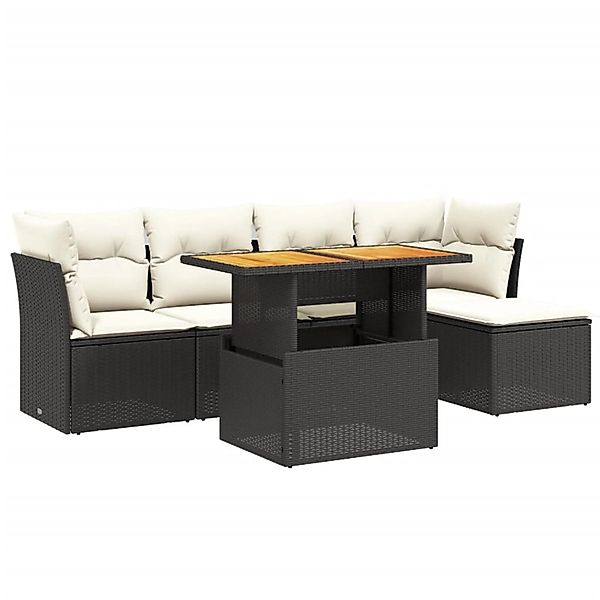 vidaXL 6-Tlg Garten-Sofagarnitur mit Kissen Schwarz Poly Rattan 3270804 günstig online kaufen