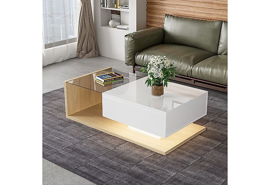 STILVORA Couchtisch Hochglanz-Beistelltisch Kaffeetisch Sofatisch mit Glas günstig online kaufen