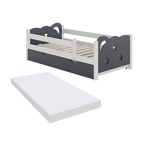 VitaliSpa® Kinderbett Jessica, Grau/Weiß, 70x140 cm mit Schublade und Matra günstig online kaufen