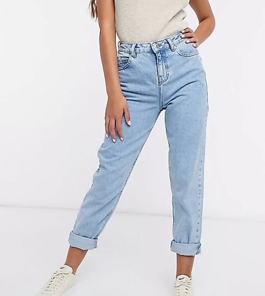 ASOS DESIGN Petite – Original – Mom-Jeans mit hohem Bund in heller Waschung günstig online kaufen