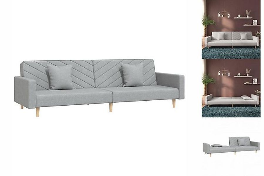 vidaXL Sofa Schlafsofa 2-Sitzer mit 2 Kissen Hellgrau Stoff günstig online kaufen