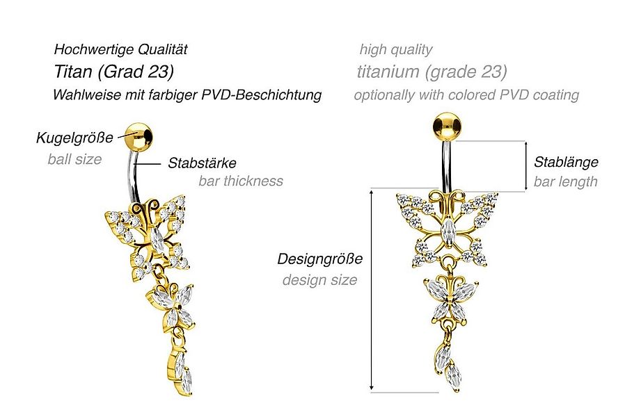 PIERCINGLINE Bauchnabelpiercing Titan Bananabell mit 925er Silber-Design SC günstig online kaufen