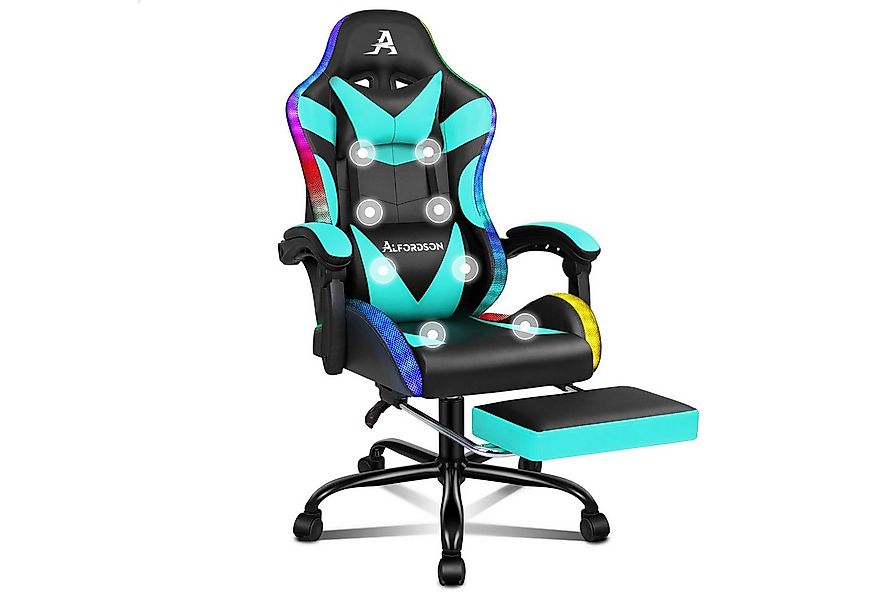 ALFORDSON Gaming-Stuhl Massagestuhl mit LED, ergonomischer Schreibtischstuh günstig online kaufen