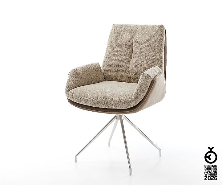 Drehstuhl Clea-Flex Materialmix Schlamm Kreuzgestell konisch Edelstahl 180° günstig online kaufen