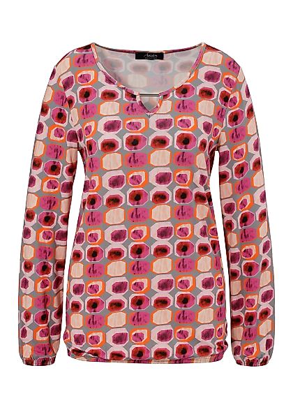 Aniston SELECTED Langarmshirt, mit Zierstäbchen und Gummizug-Abschlüssen - günstig online kaufen