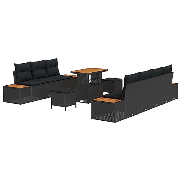 vidaXL Gartensofa-set mit Kissen 10-Tlg Schwarz Poly-Rattan 3364829 günstig online kaufen
