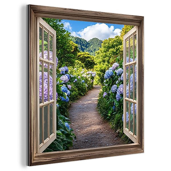 MuchoWow Metallbild Durchblick - Hortensie - günstig online kaufen