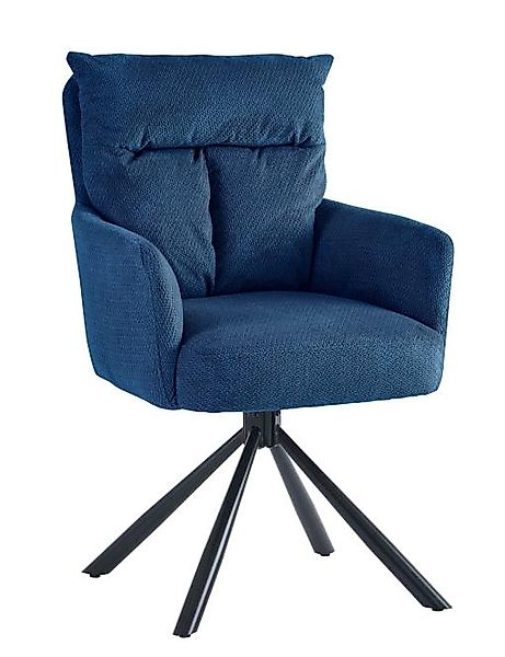Esszimmerstuhl 1 Stück drehbar  Gestell Metall Schwarz / Blau günstig online kaufen