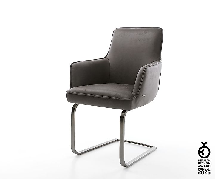 Freischwinger Heira-Flex mit Armlehnen Mikrofaser Anthrazit Vintage Freisch günstig online kaufen