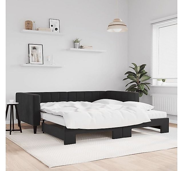 vidaXL Bett, Tagesbett Ausziehbar mit Matratzen Schwarz 100x200 cm Samt günstig online kaufen