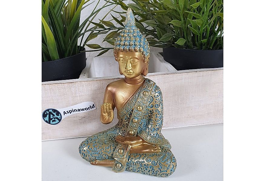 Aspinaworld Buddhafigur Sitzende Buddha Figur Mintgrün 14 cm, Deko Buddha günstig online kaufen
