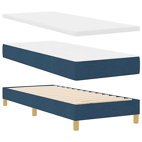 vidaXL Boxspringbett mit Matratze mit Kopfteil Blau 80 x 200 cm Stoff 33413 günstig online kaufen