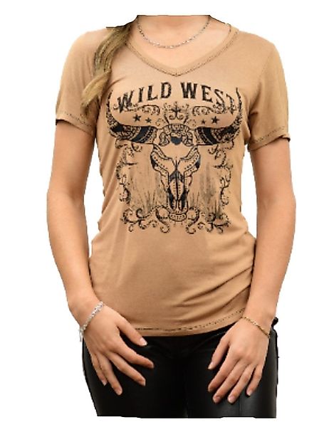 Westernlifestyle T-Shirt Beige Wild West Steer günstig online kaufen