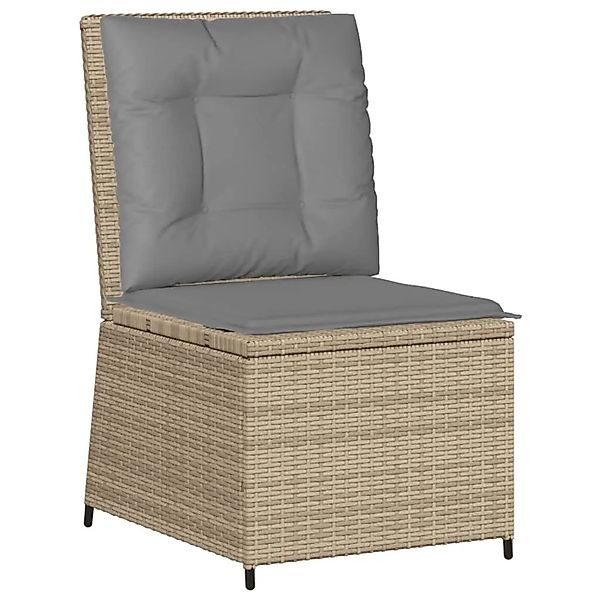 vidaXL Gartensessel mit Liegefunktion und Kissen Beige Poly Rattan 368976 günstig online kaufen