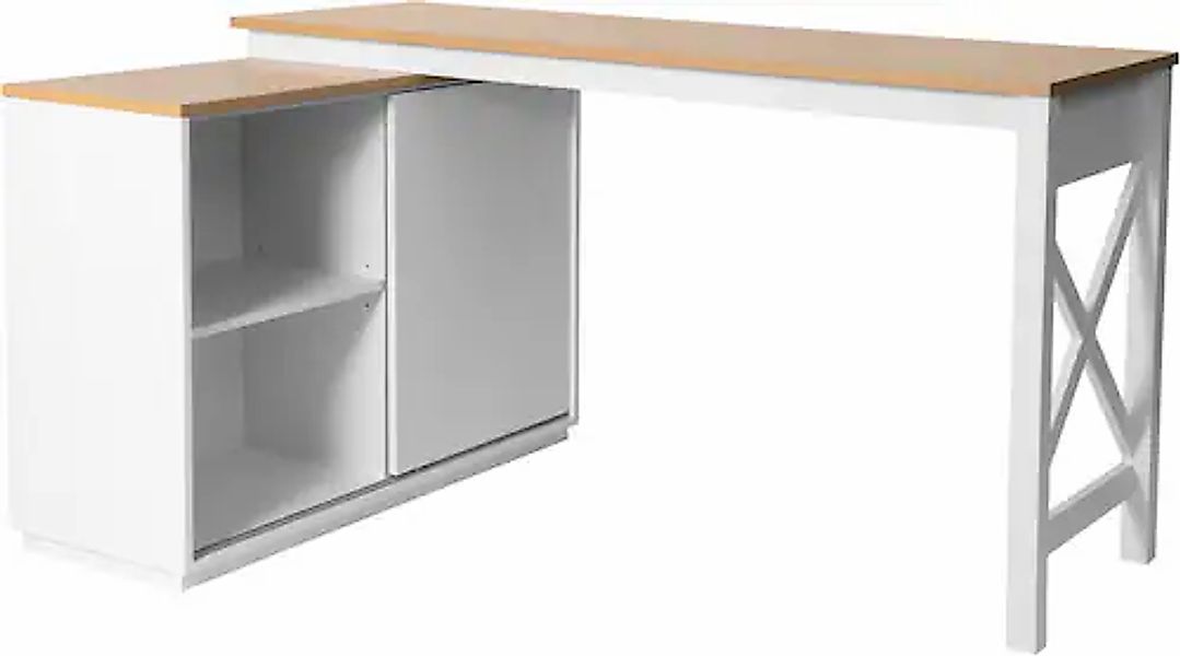 OTTO home Eckschreibtisch »SILBA« viel Stauraum, mit Schiebetür, Breite: 10 günstig online kaufen