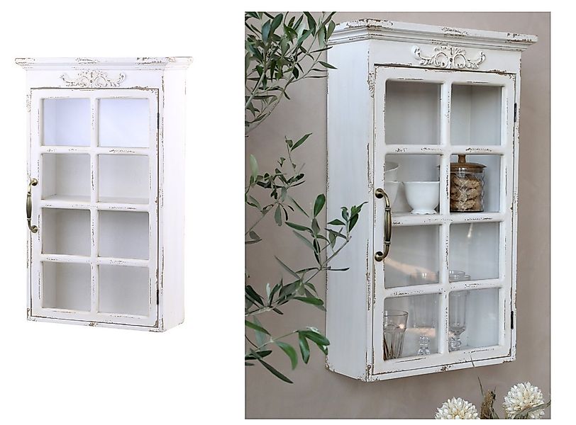 Chic Antique Wandregal Wandschrank Hängeschrank mit Glas Weiß Chic Antique günstig online kaufen
