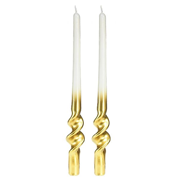 Viana Spitzkerze Gedrehte Spiralkerzen Weiß Gold günstig online kaufen