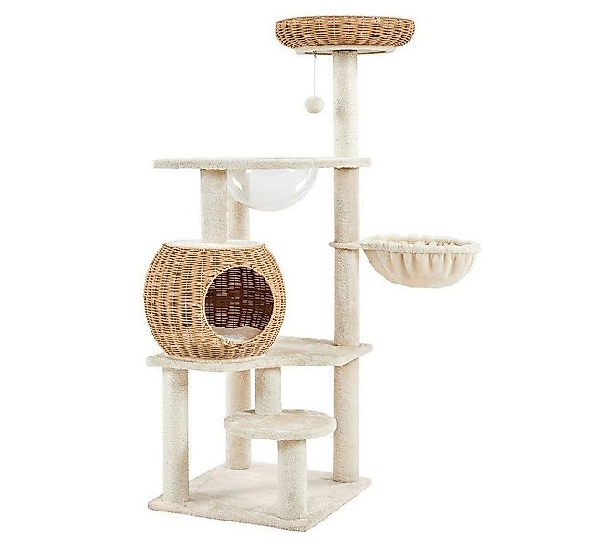 Yaheetech Kratzbaum aus Rattan-Geflecht, Katzenbaum mit Katzenhaus, Liegemu günstig online kaufen