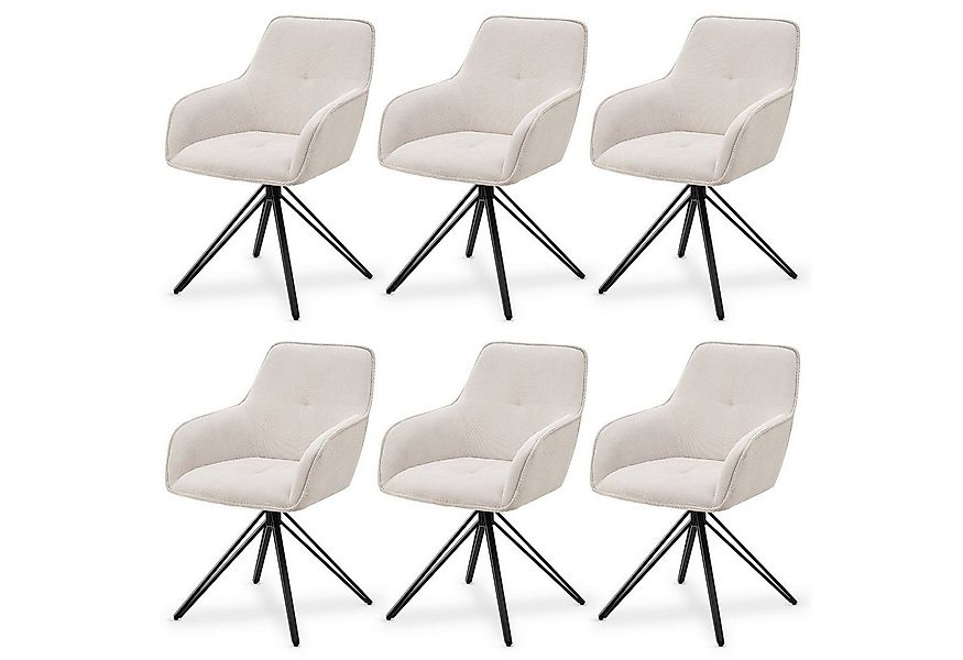 Juskys Esszimmerstuhl Clyde (6 St), 6er Set, Stoff Bezug, gesteppte Polster günstig online kaufen