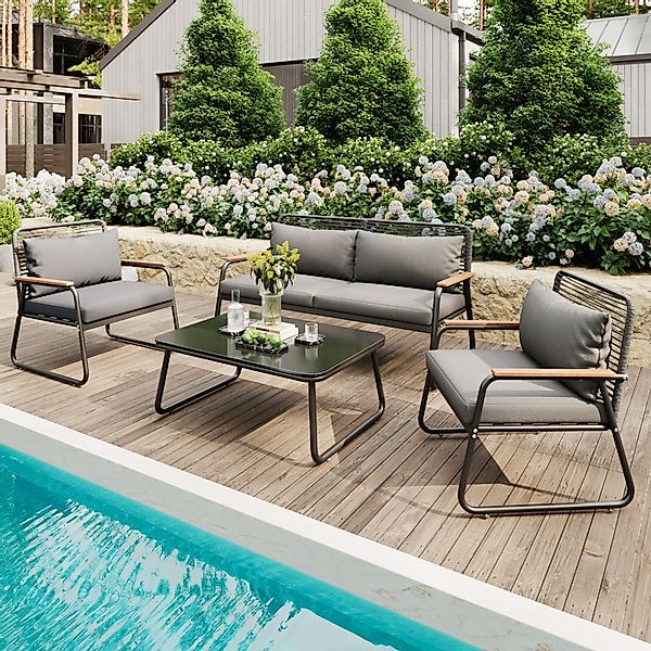 Flieks Gartenlounge-Set, 4-Sitzer Gartenmöbel Balkonset mit günstig online kaufen