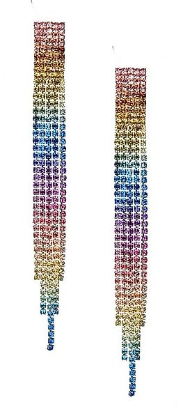 Ella Jonte Paar Ohrstecker, lange Ohrringe bunt Strass Wasserfall im Gesche günstig online kaufen