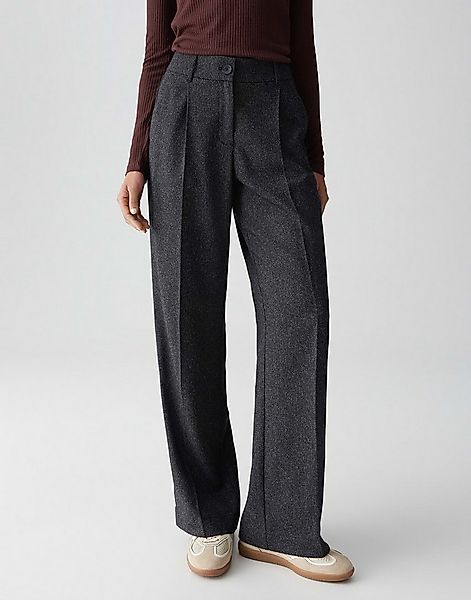 OPUS Bundfaltenhose MAIGA PEPPER in Mélangeoptik Mid Rise, Long, Salz-Pfeff günstig online kaufen