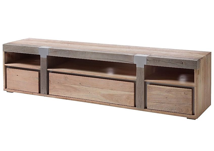 Massivmoebel24 TV-Board (Massivholz), TV-Board Akazie 220x48x55 beige lacki günstig online kaufen