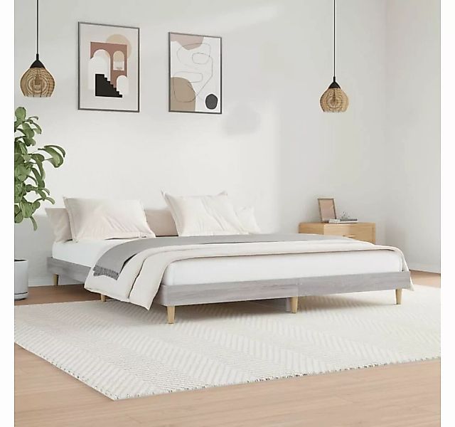 furnicato Bett Bettgestell Grau Sonoma 200x200 cm Holzwerkstoff günstig online kaufen