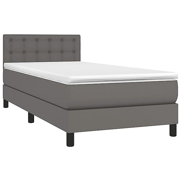 vidaXL Boxspringbett mit Matratze & LED Grau 80x200 cm Kunstleder 3134193 günstig online kaufen