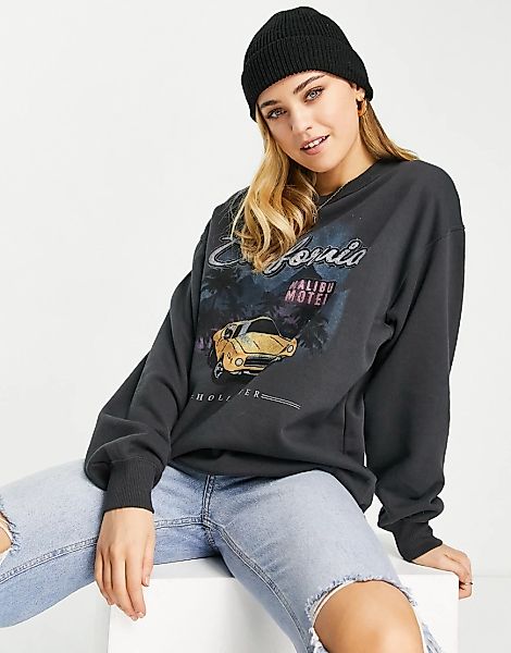 Hollister – Übergroßes Sweatshirt mit Säurewaschung in Grau günstig online kaufen
