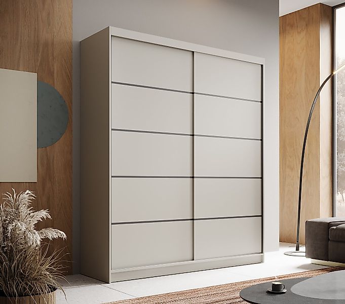 MOEBLO Schiebetürenschrank SIENNA 180 (6 Fächer & Kleiderstange, platzspare günstig online kaufen