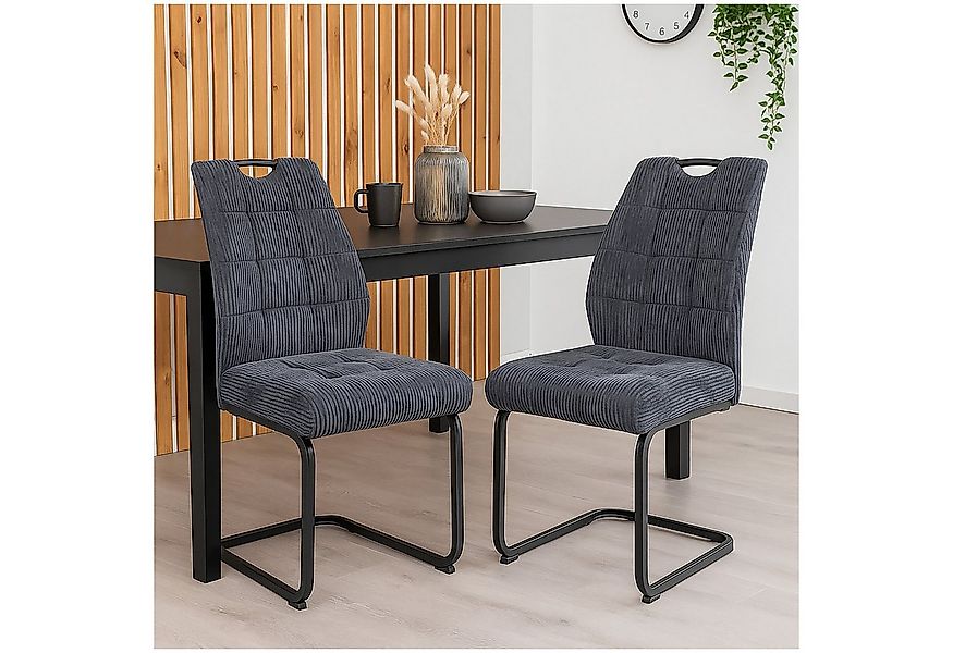 HTI-Living Esszimmerstuhl Modernes 2er Set Schwingstühle Dunkelgrau (Set, 2 günstig online kaufen