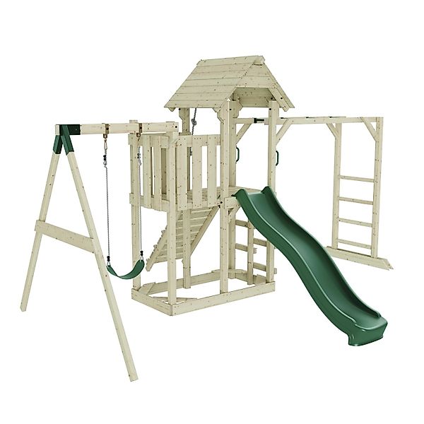 OutdoorToys Spielturm Strömsund mit Kinderschaukel Dunkelgrün günstig online kaufen