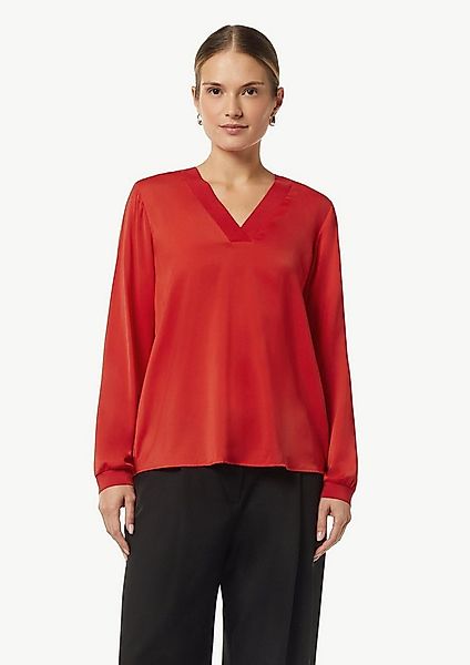 comma Langarmbluse Bluse Satin-Bluse mit Rippbündchen günstig online kaufen