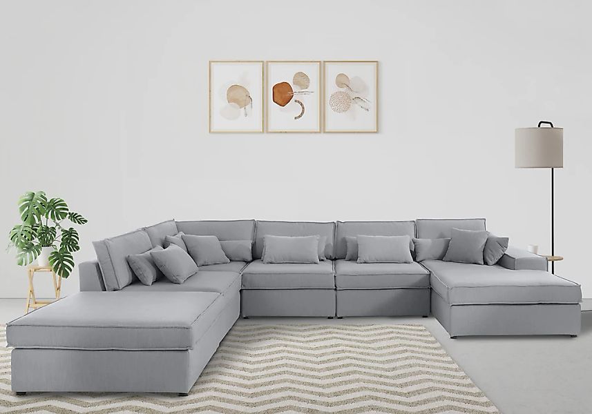 OTTO home Wohnlandschaft "Florid U-Form" 6 Teile, bestehend aus Modulen, vi günstig online kaufen