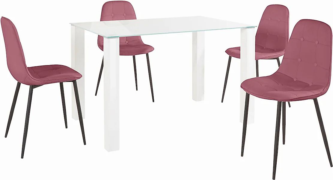 INOSIGN Essgruppe Set, 5 Stk. tlg. mit Glastisch, Breite 120 cm günstig online kaufen