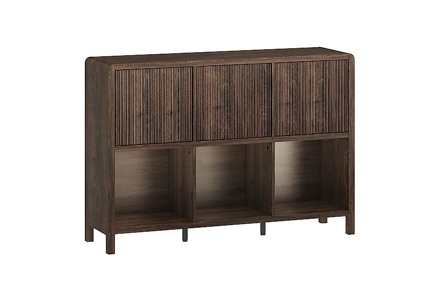 en.casa Sideboard, »Lukkodso« mit 3 Türen, 6 Fächern 77x110x30 cm Walnussop günstig online kaufen
