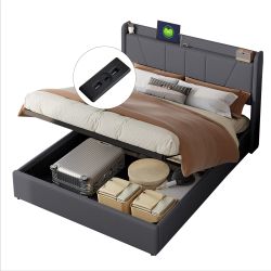 FUROKOY Polsterbett Doppelbett Stauraumbett mit USB/Typ-C günstig online kaufen