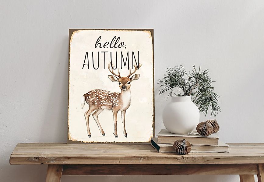 queence Alu-Dibond-Druck "Rehkitz", (1 St.), Autumn, Herbst, Schild günstig online kaufen