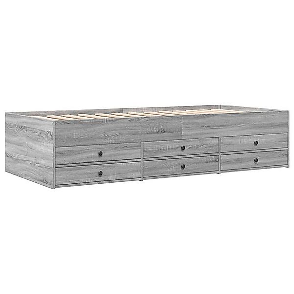vidaXL Bett, Tagesbett mit Schubladen Grau Sonoma 75x190 cm Holzwerkstoff günstig online kaufen