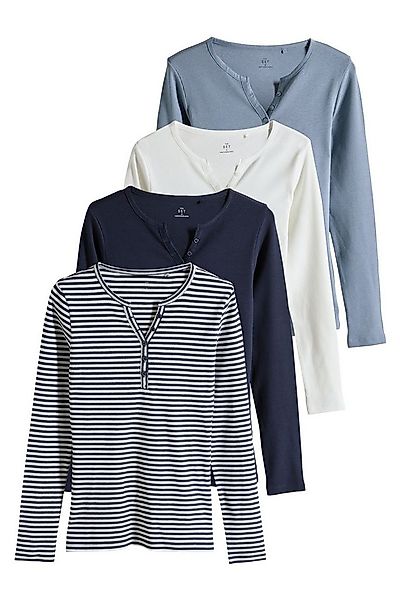 The Set Langarmshirt The Set gerippte Henley-Langarmshirts, 4er-Pack (4-tlg günstig online kaufen