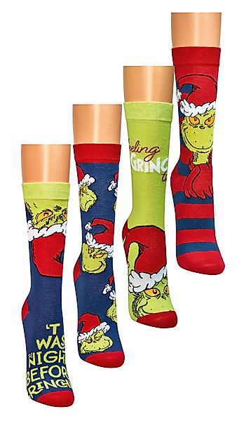 TippTexx 24 Socken 4 Paar Grinch®-Weihnachtssocken, günstig online kaufen