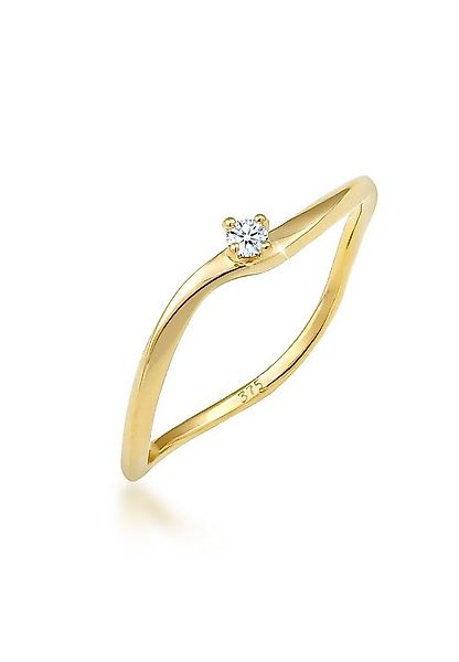 Elli DIAMONDS Verlobungsring Verlobung Welle Diamant (0.03 ct) 375 Gelbgold günstig online kaufen